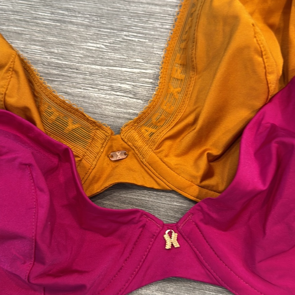 Bundle of 2 Savage X Fenty  bras, underwire, unlined, hot pink, mustard,  40D